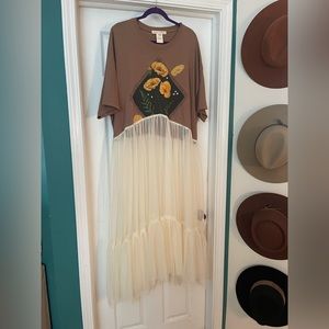 Free People Flowers and Tulle Maxi Shirt / ONE SIZE